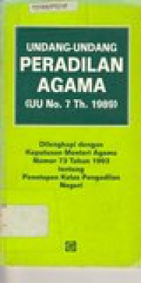 Undang-Undang Peradilan Agama (UU No. 7 Th. 1989)